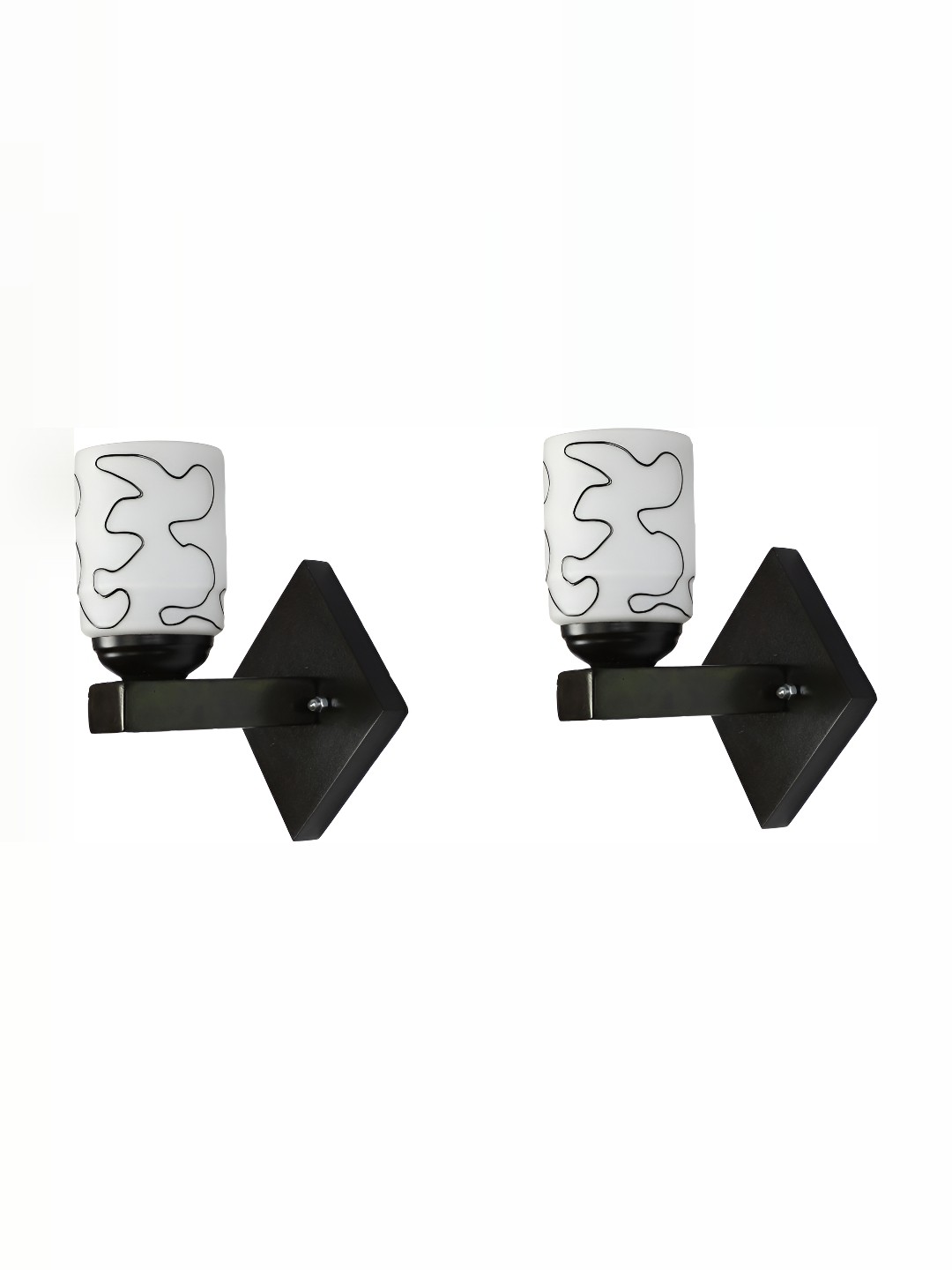 

1ST TIME White & Black Printed Glass Traditional Cylinder Shaped Wall Lamp