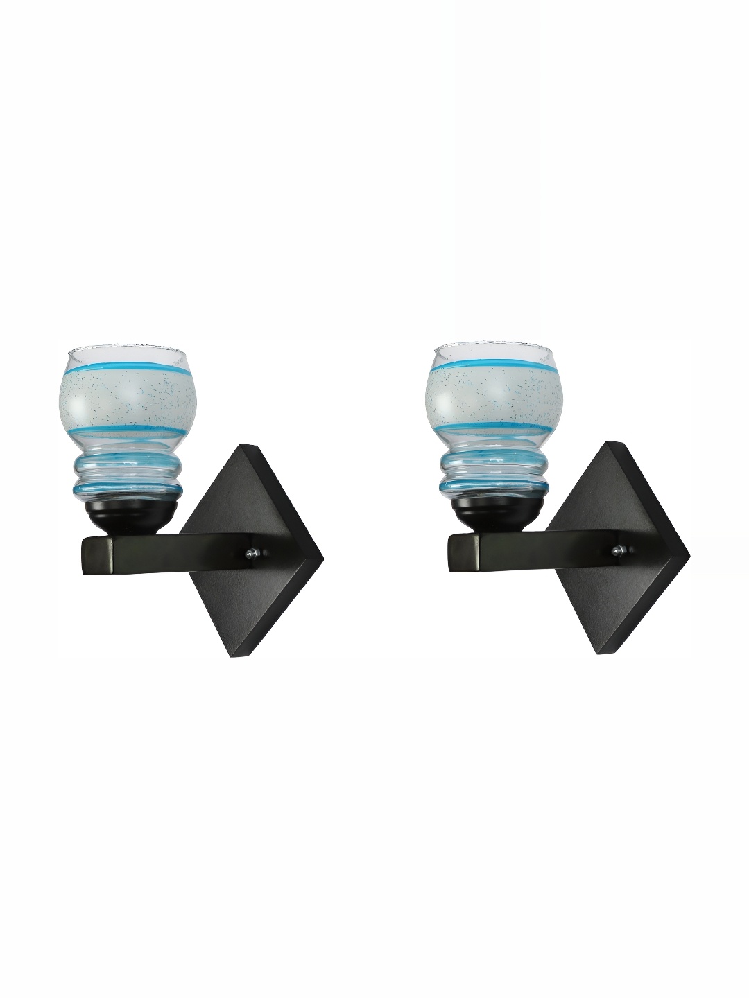 

1ST TIME Blue & White Colourblocked Glass Traditional Wall Lamp