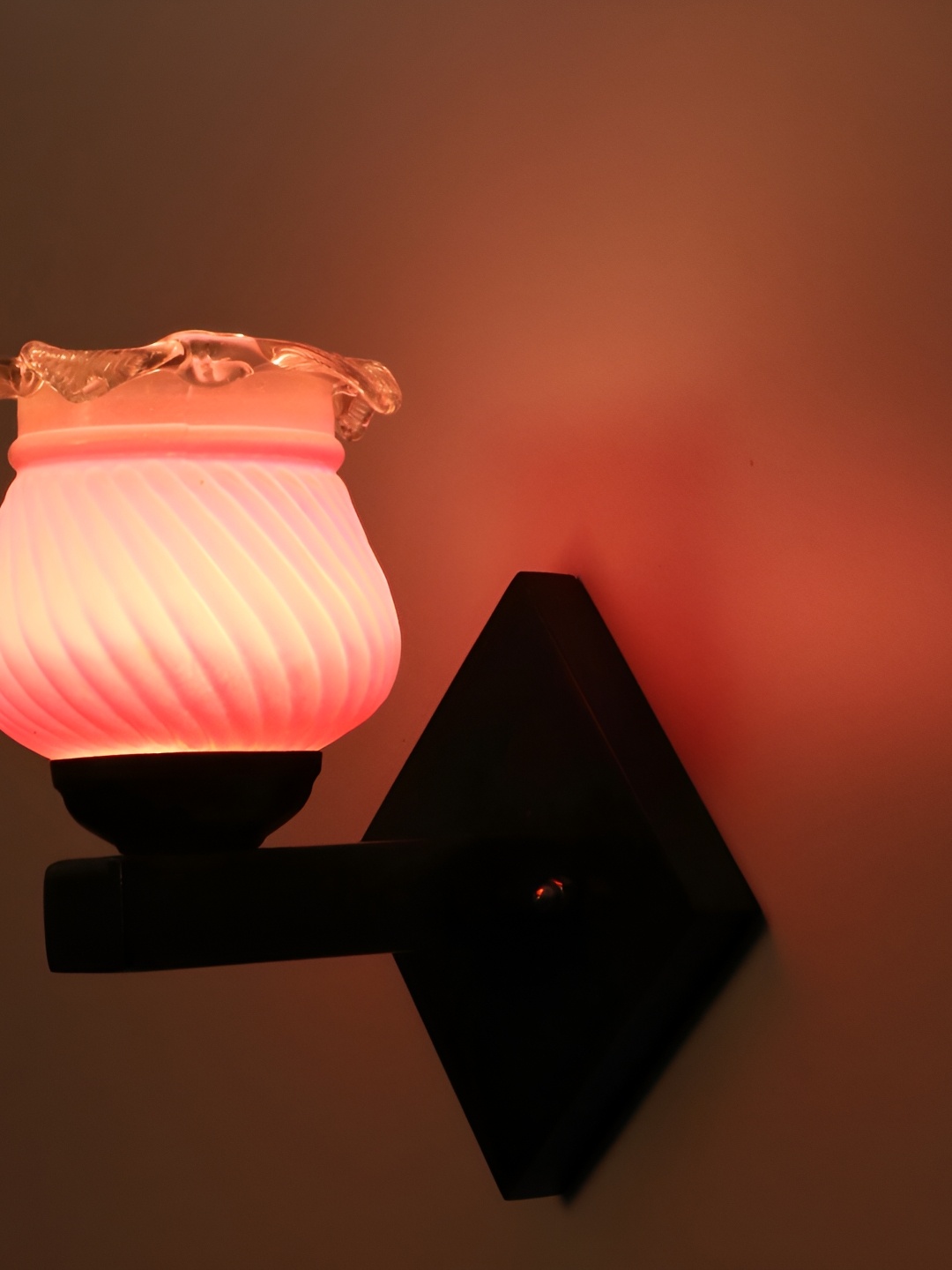 1ST TIME Pink & Black Textured Glass Traditional Wall Lamp