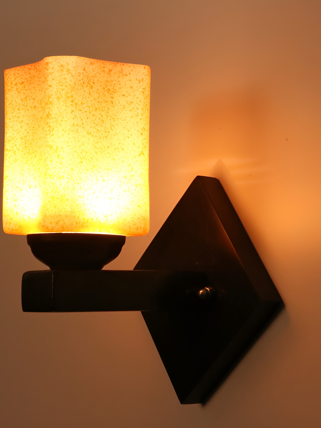 

1ST TIME Orange & Black Printed Glass Contemporary Rectangle Shaped Wall Lamp