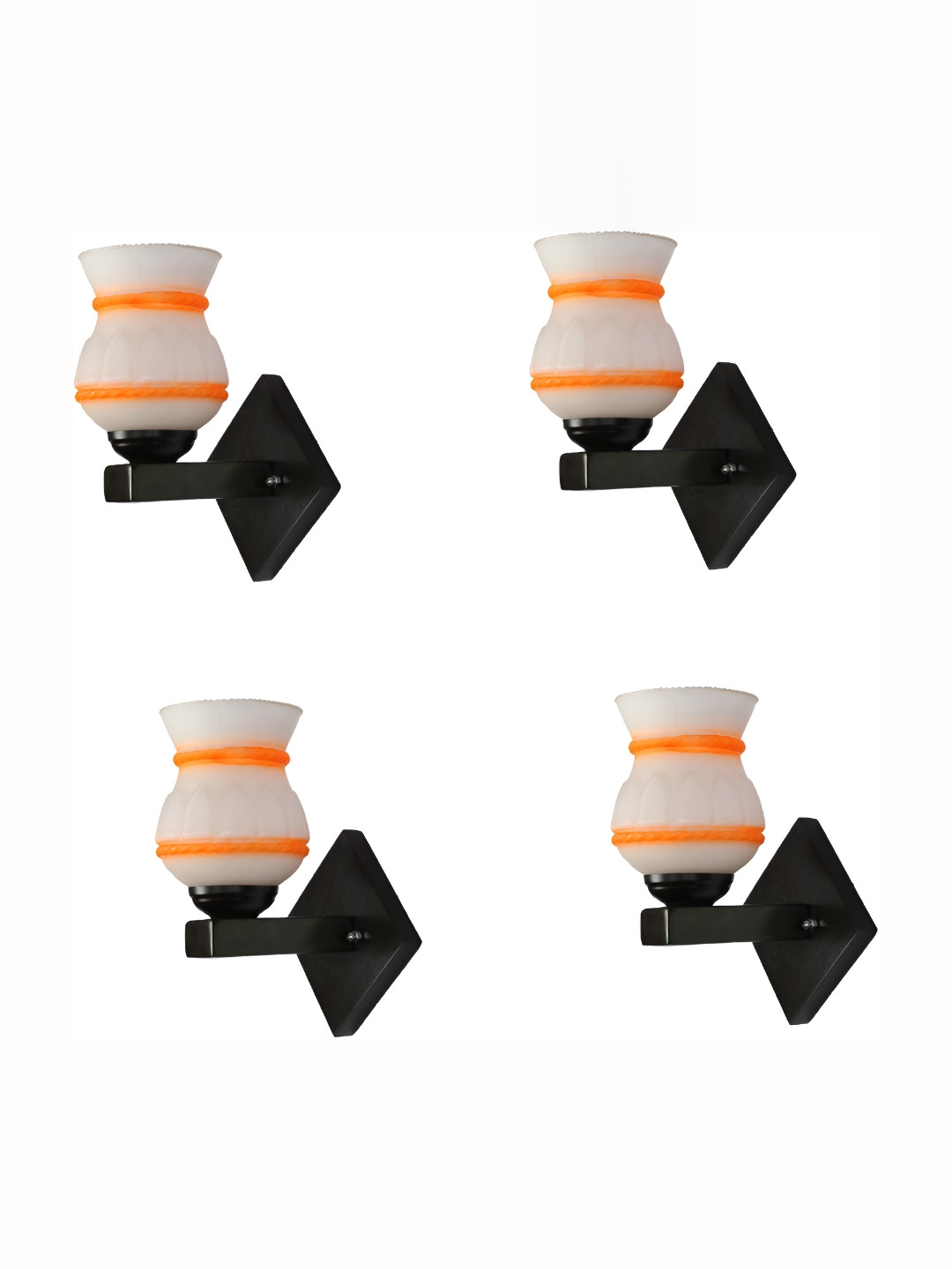 

1ST TIME Orange & White Colourblocked Glass Traditional Wall Lamp