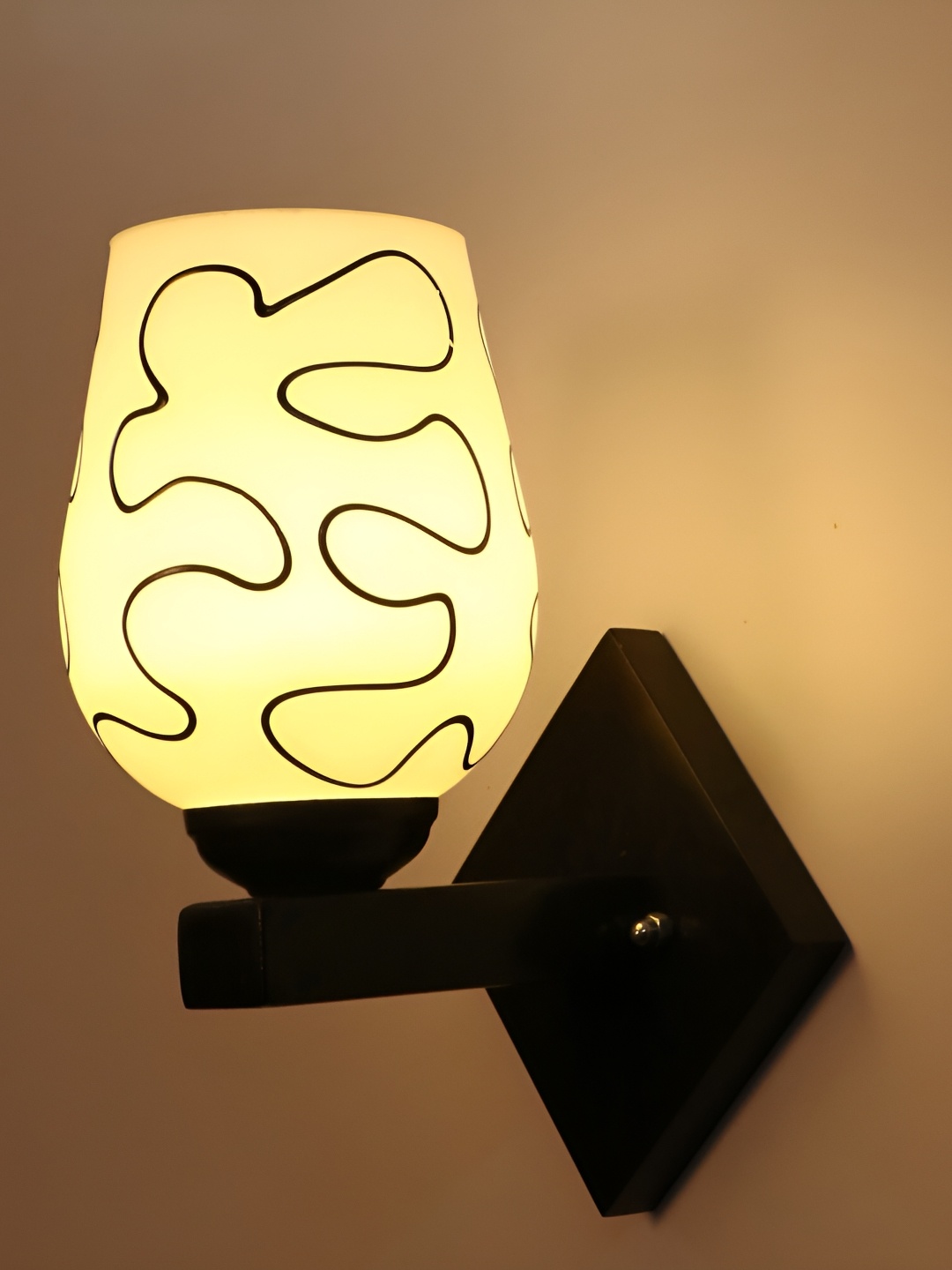 

1ST TIME Black & White Textured Glass Traditional Wall Lamp