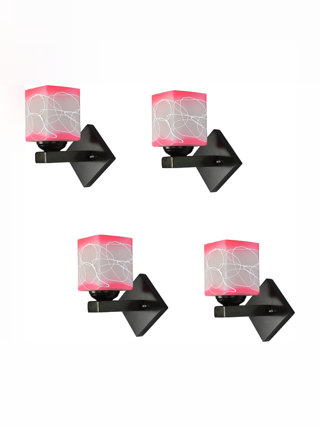 

1ST TIME Grey & Pink Printed Glass Traditional Rectangle Shaped Wall Lamp
