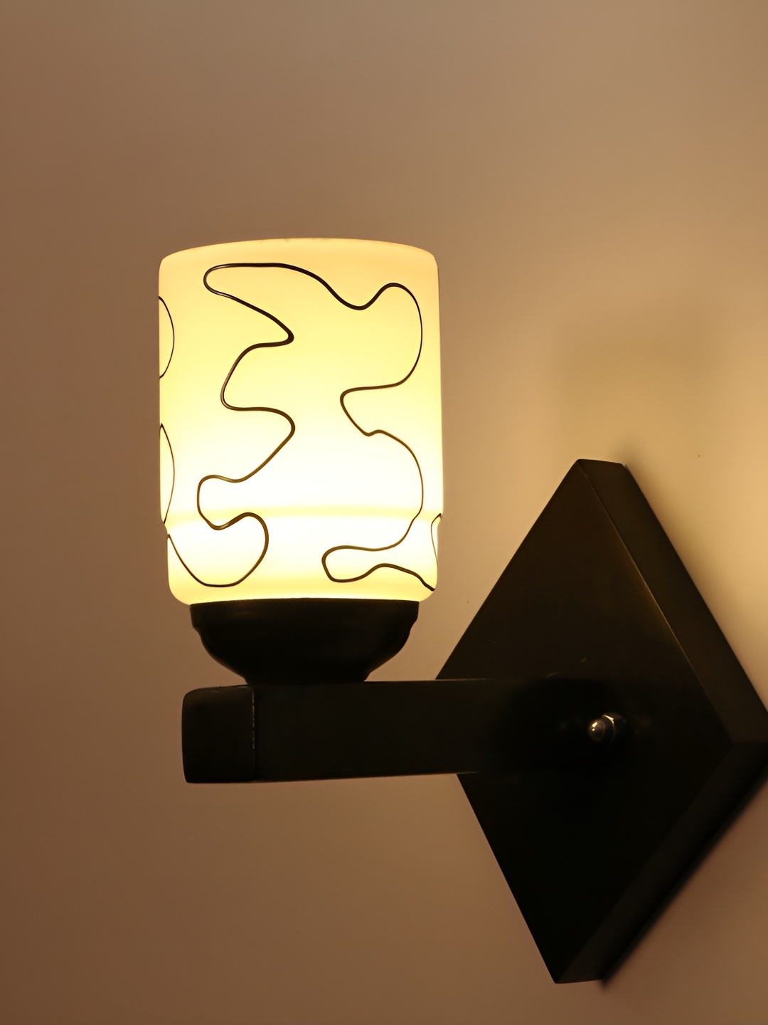 

1ST TIME Black & White Printed Glass Contemporary Cylinder Shaped Wall Lamp