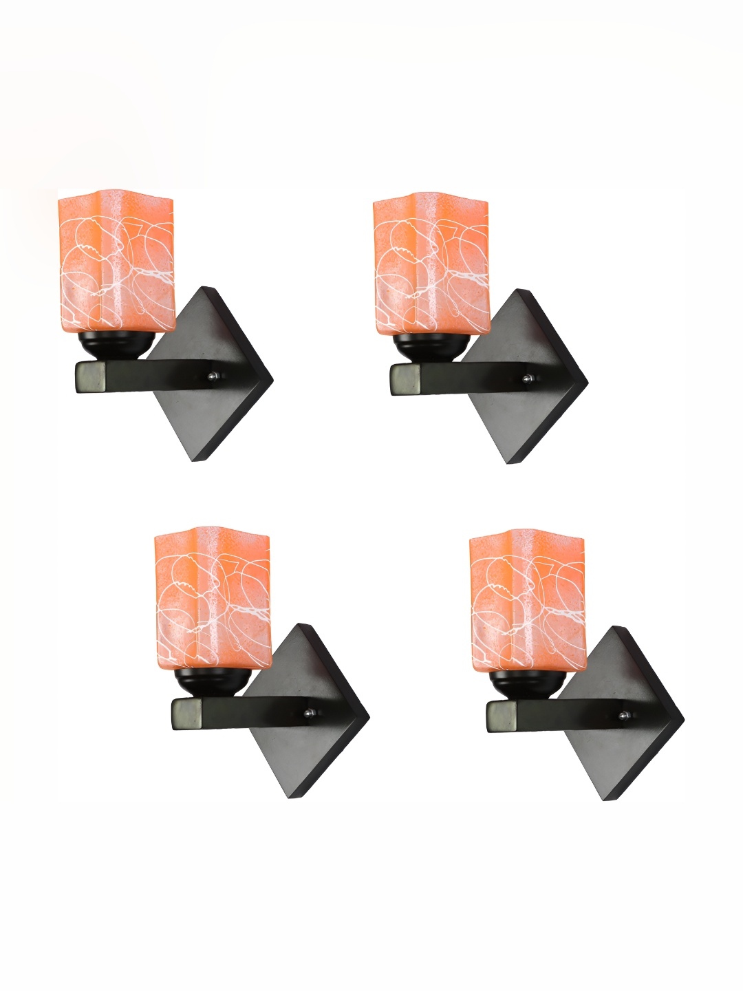 

1ST TIME Orange & White Printed Glass Traditional Rectangle Shaped Wall Lamp