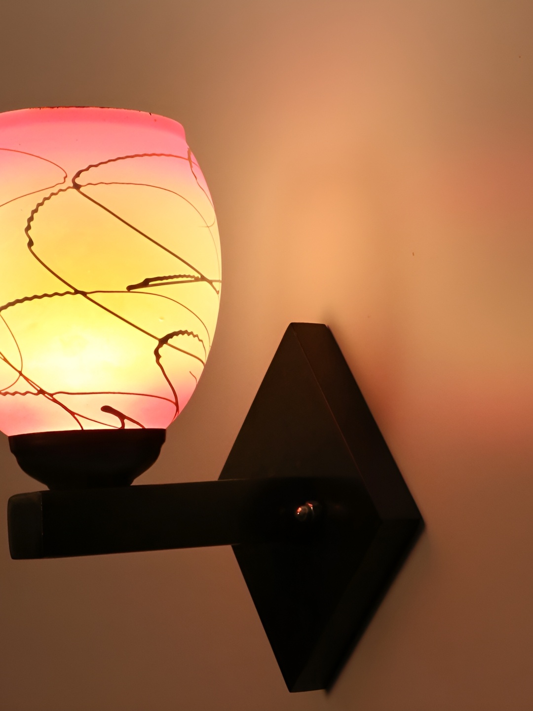 

1ST TIME Pink & White Printed Glass Traditional Cylinder Shaped Wall Lamp