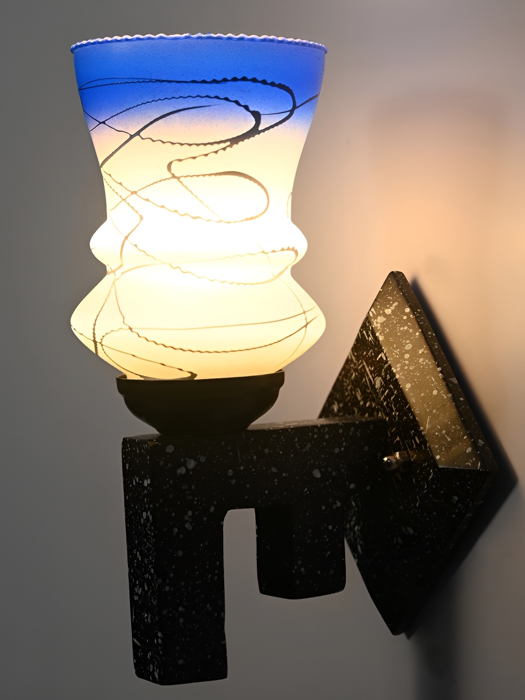 

1ST TIME Blue & White Printed Glass Traditional Wall Lamp