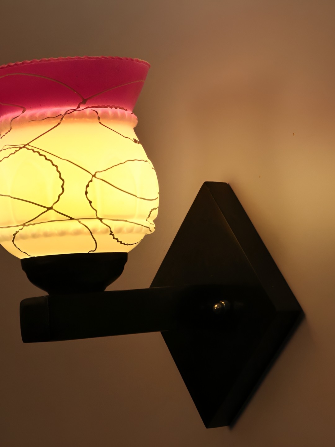 

1ST TIME Pink & White Textured Glass Traditional Wall Lamp