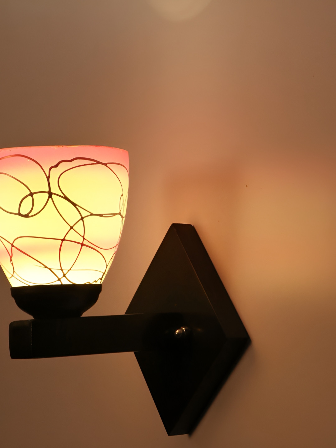 

1ST TIME Pink & White Textured Glass Traditional Frustum Shaped Wall Lamp