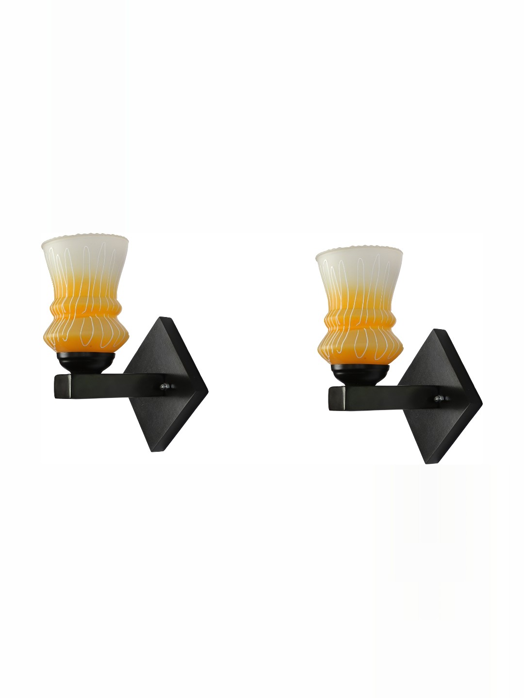 

1ST TIME Yellow & White Printed Glass Traditional Wall Lamp
