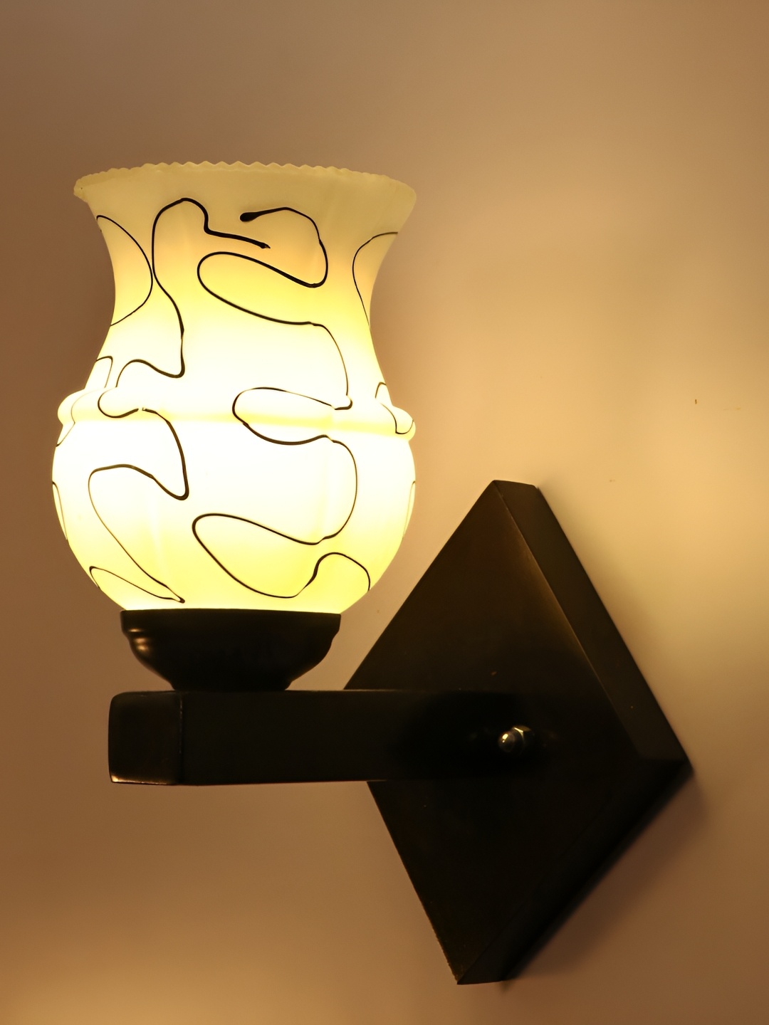 

1ST TIME White & Black Glass Traditional Wall Lamp