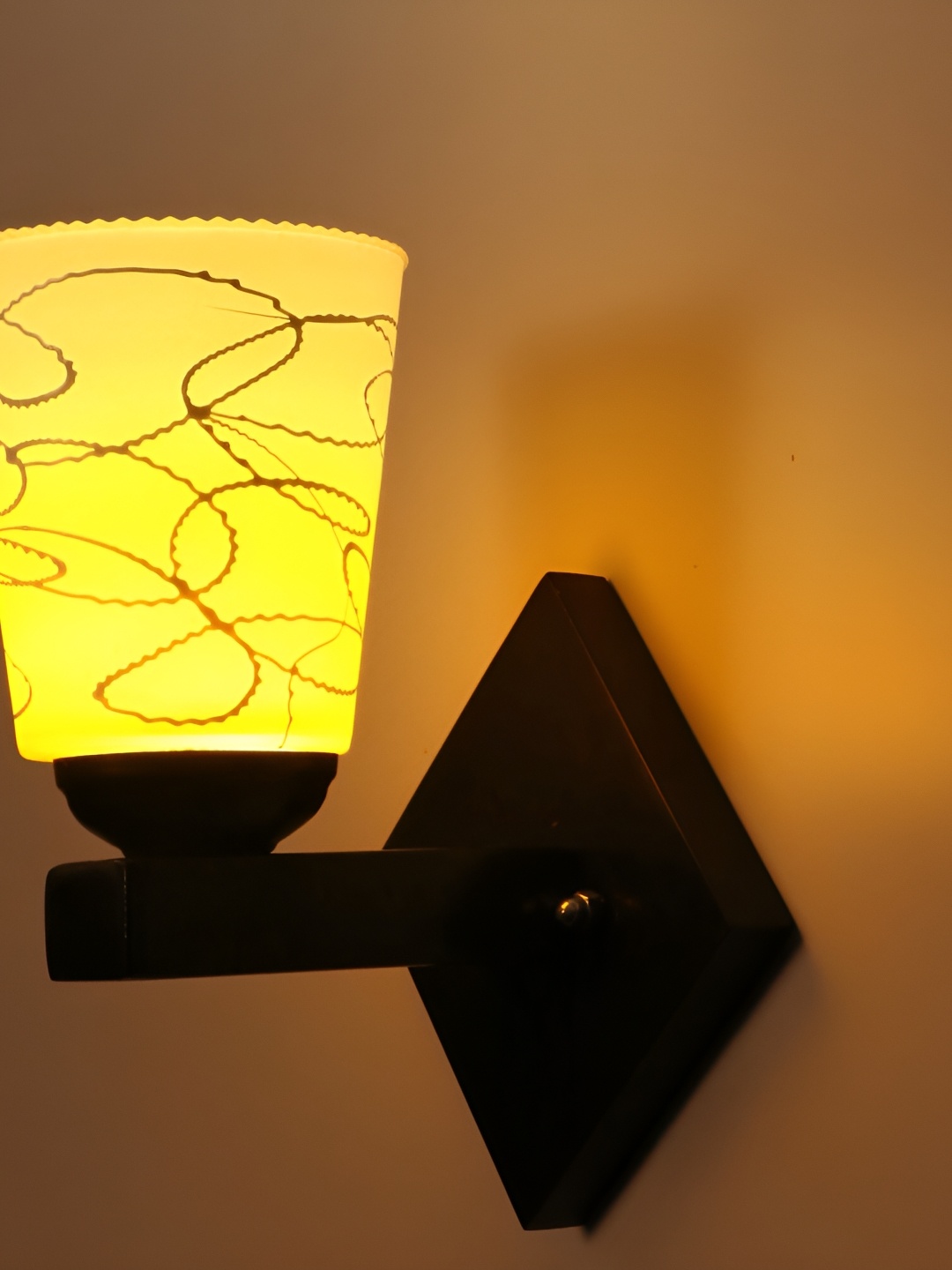 

1ST TIME Yellow & Black Printed Glass Traditional Wall Lamp