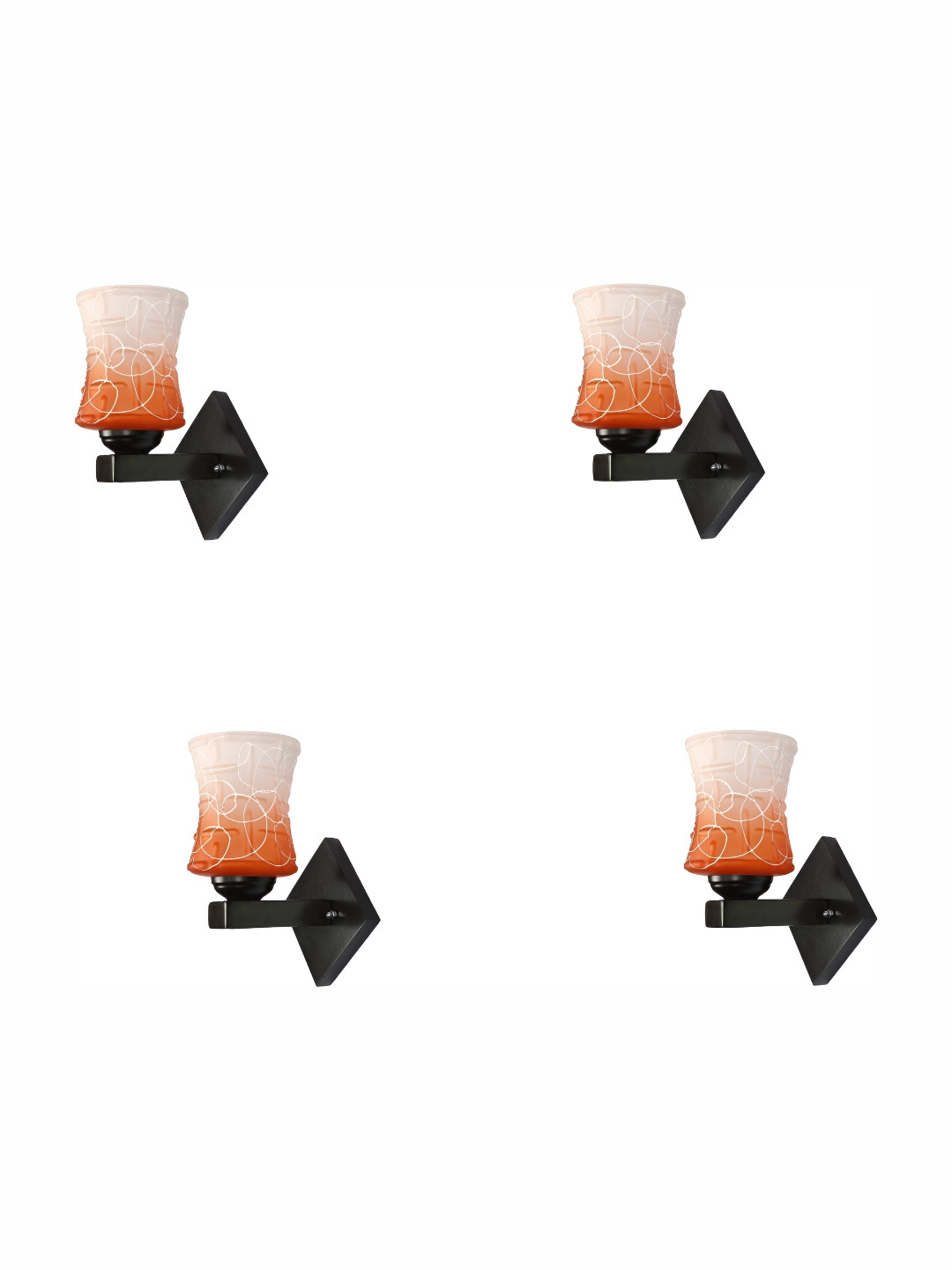 

1ST TIME Orange & White Textured Glass Traditional Frustum Shaped Wall Lamp