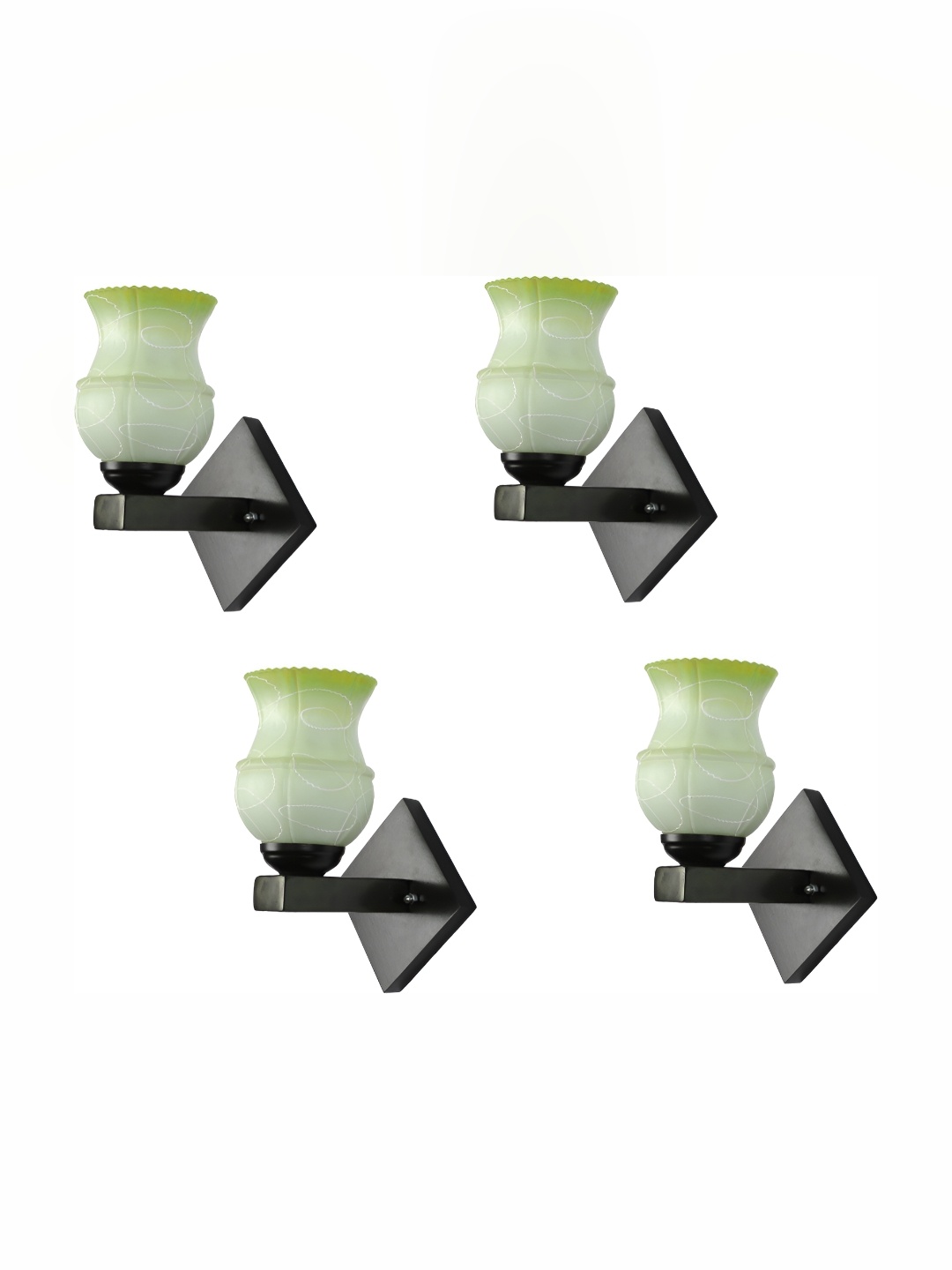 

1ST TIME Green & White Printed Glass Traditional Cylinder Shaped Wall Lamp