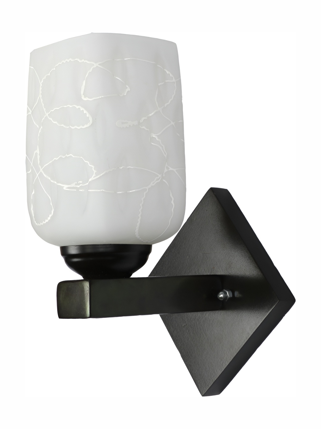

1ST TIME White & Black Printed Glass Traditional Abstract Shaped Shaped Wall Lamp