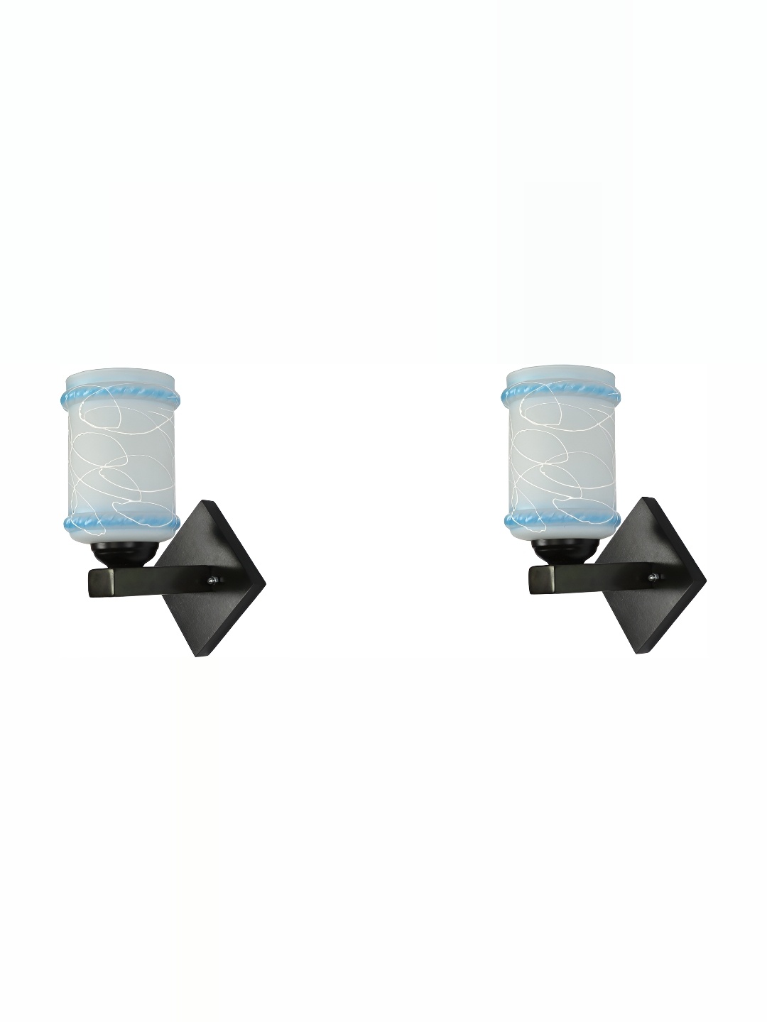

1ST TIME White & Blue Printed Glass Traditional Cylinder Shaped Wall Lamp