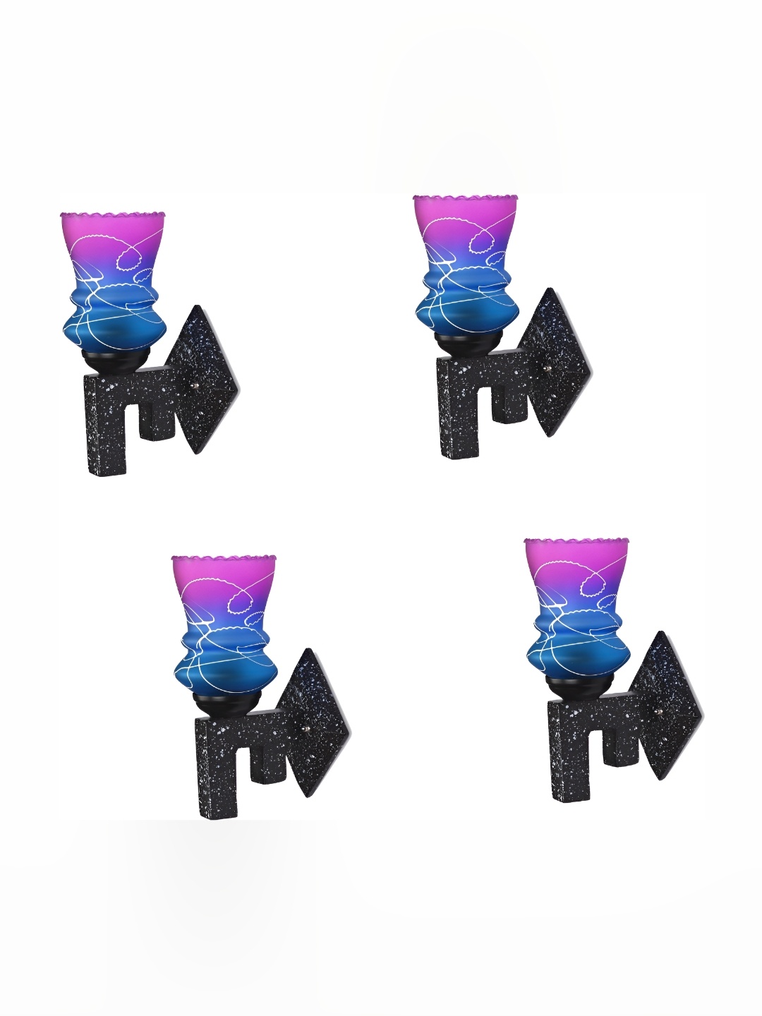 

1ST TIME Blue & Pink Printed Glass Traditional Wall Lamp
