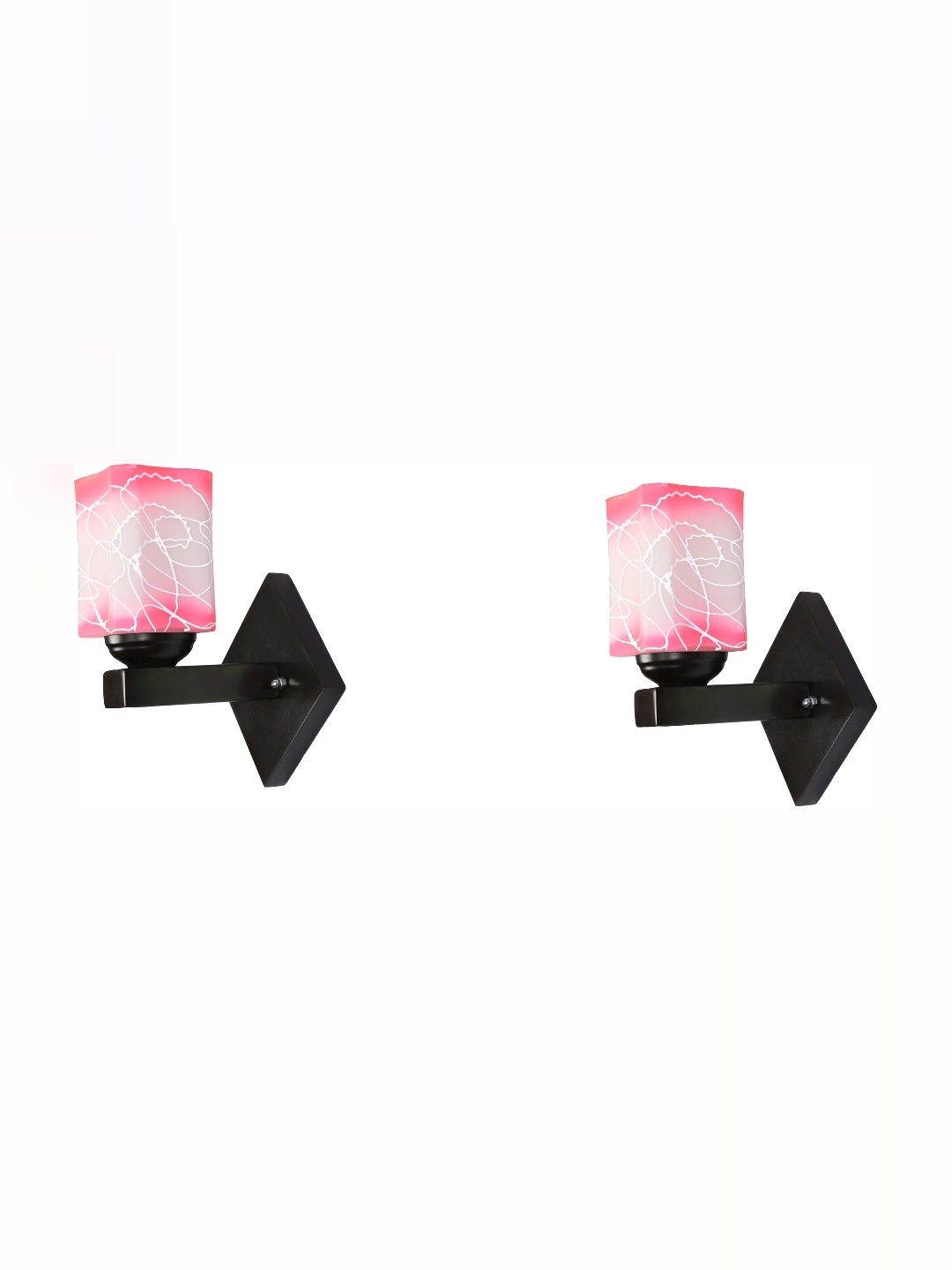 

1ST TIME Pink & White Printed Glass Traditional Rectangle Shaped Wall Lamp
