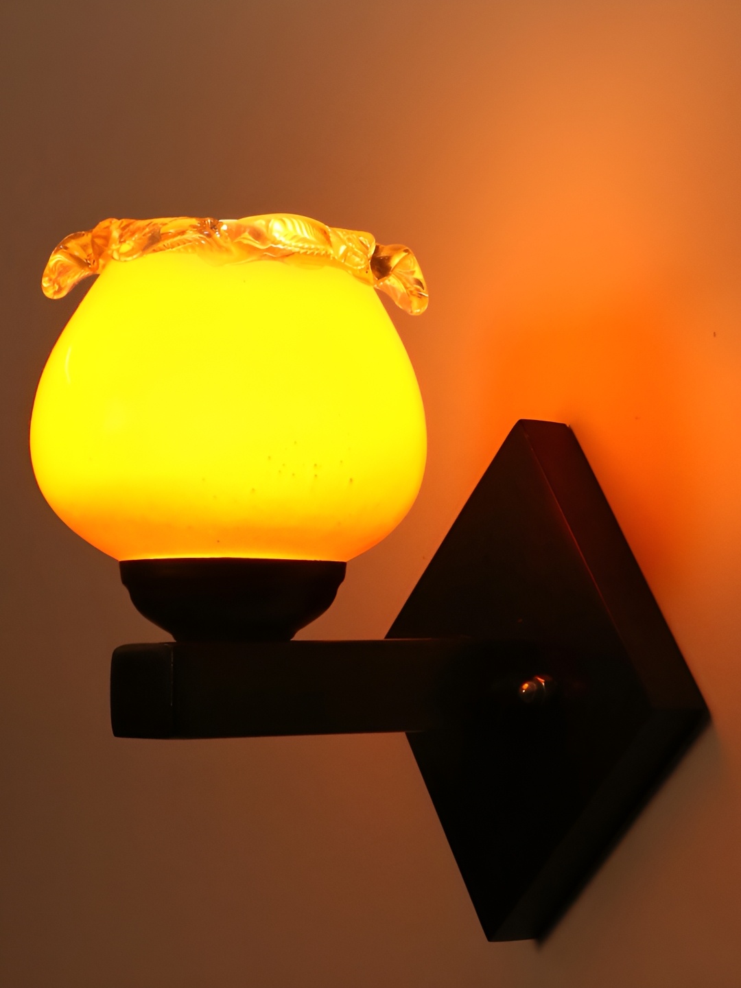 

1ST TIME Orange & Black Glass Traditional Wall Lamp