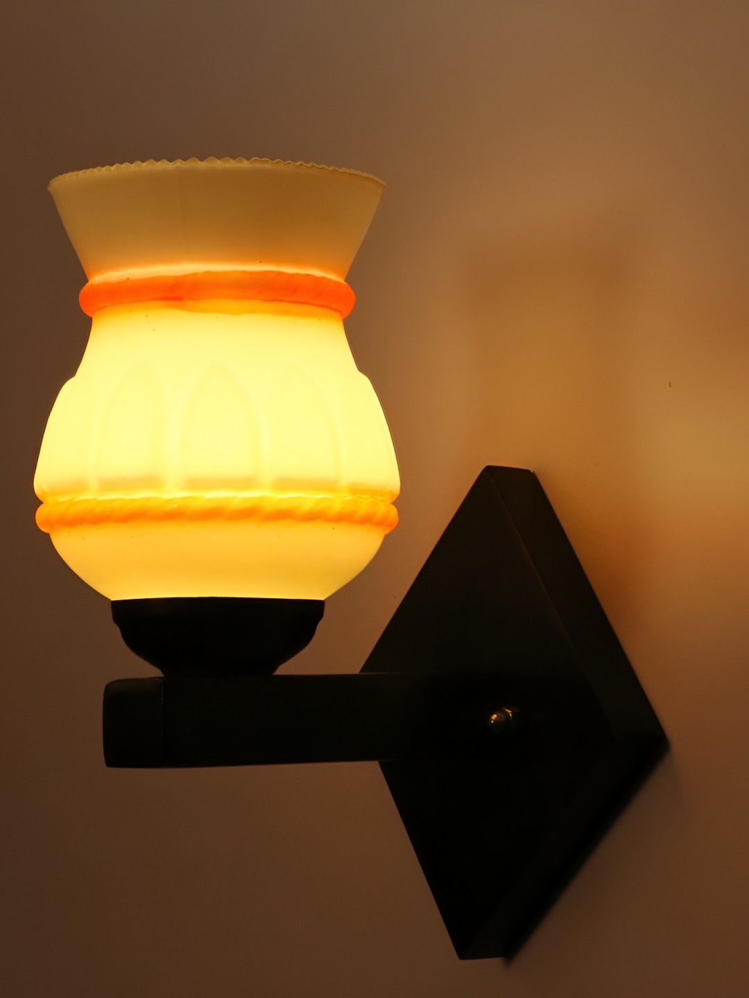 

1ST TIME Orange & White Textured Glass Traditional Wall Lamp