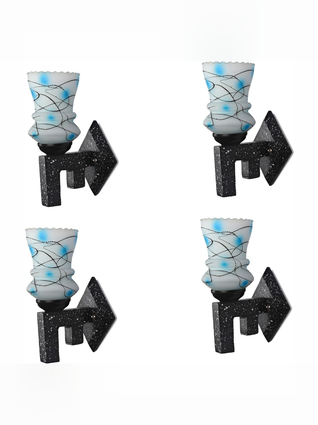 

1ST TIME White & Black Printed Glass Traditional Wall Lamp