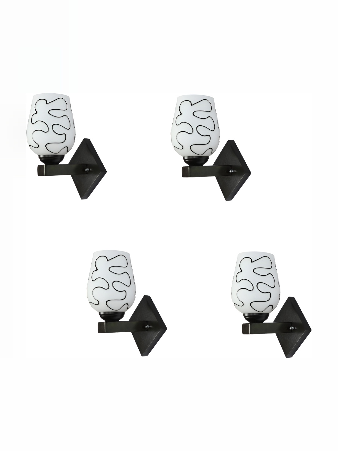 

1ST TIME Black & White Printed Glass Traditional Cylinder Shaped Wall Lamp