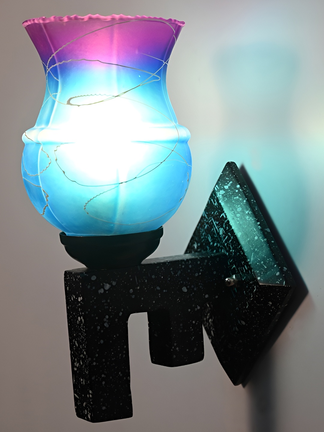 

1ST TIME Blue & Black Glass Traditional Wall Lamp