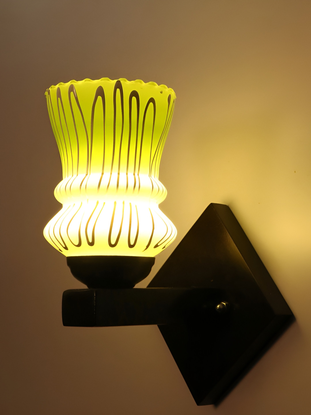 

1ST TIME Green & White Textured Glass Traditional Wall Lamp