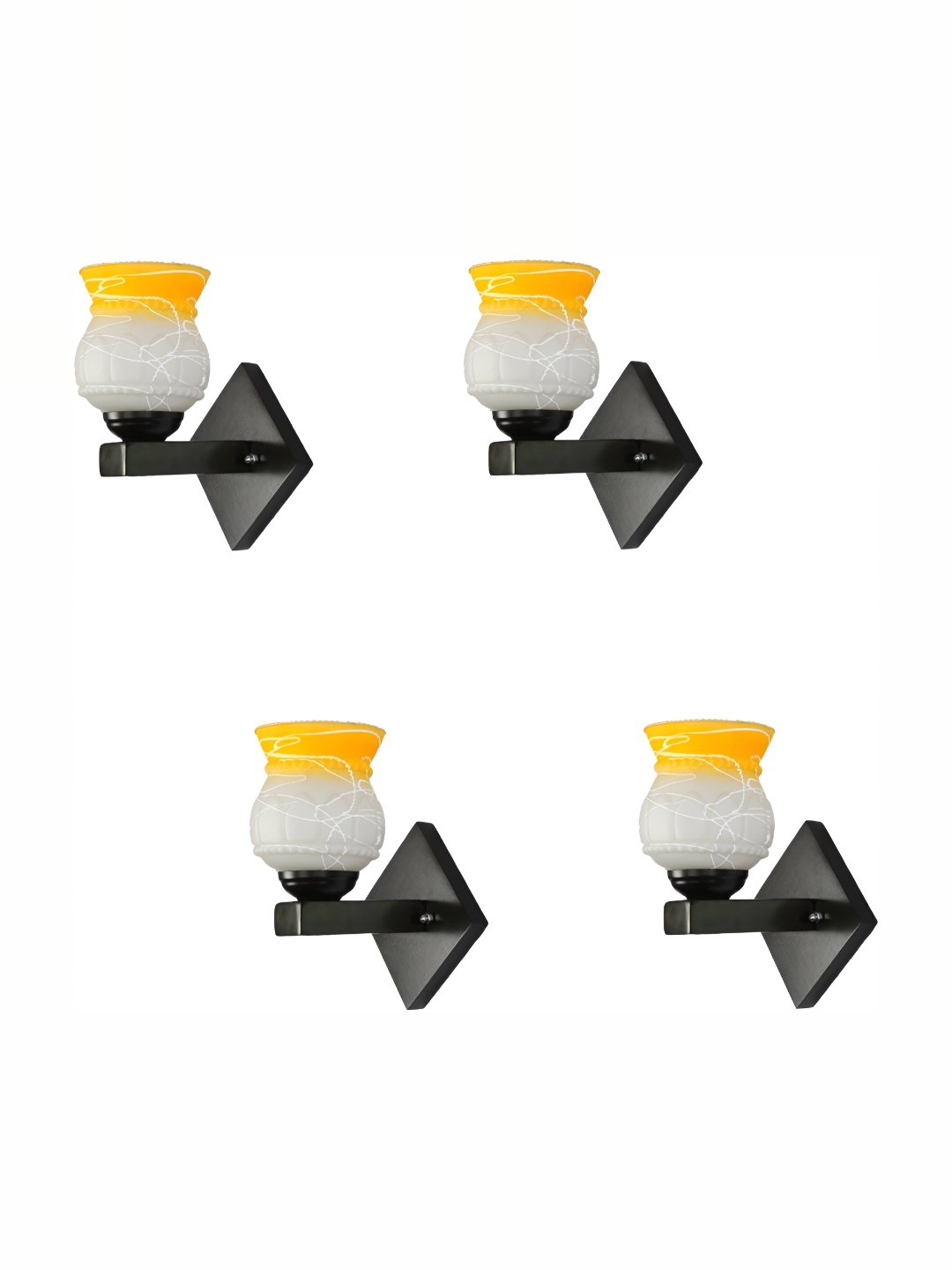 

1ST TIME Yellow & White Printed Glass Traditional Wall Lamp