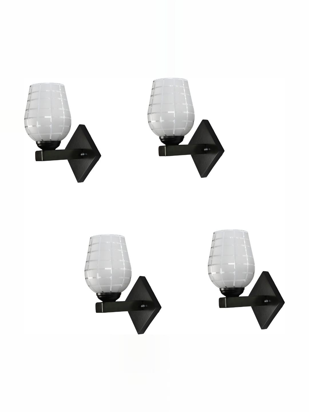 

1ST TIME White & Silver-Toned Printed Glass Traditional Cylinder Shaped Wall Lamp