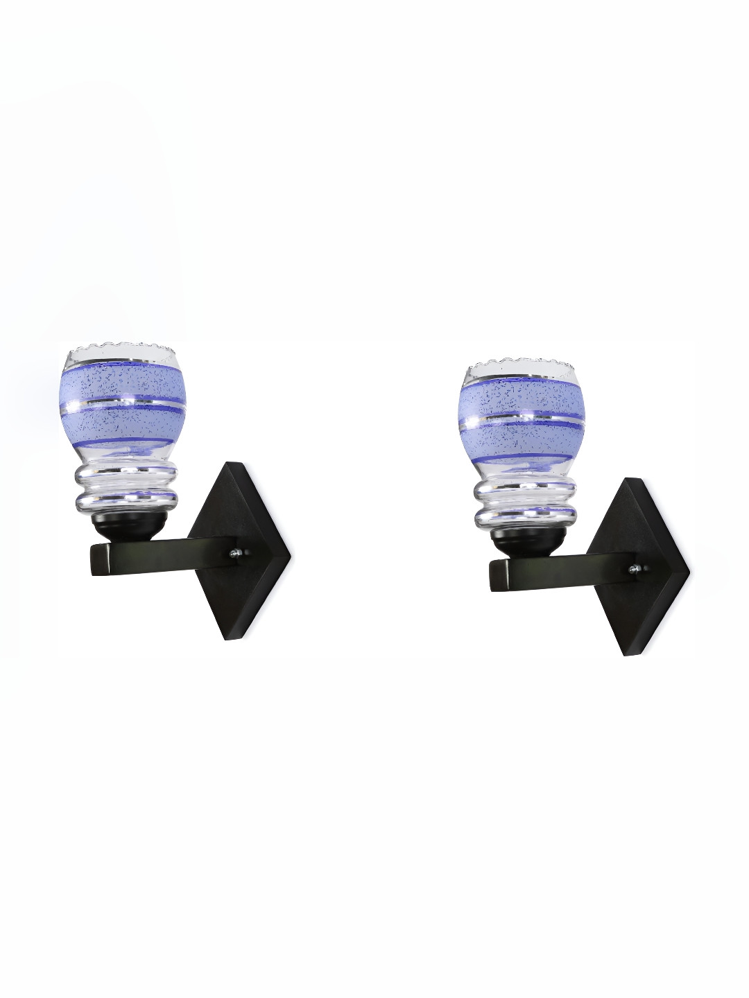 

1ST TIME Blue & White Printed Glass Traditional Abstract Shaped Shaped Wall Lamp