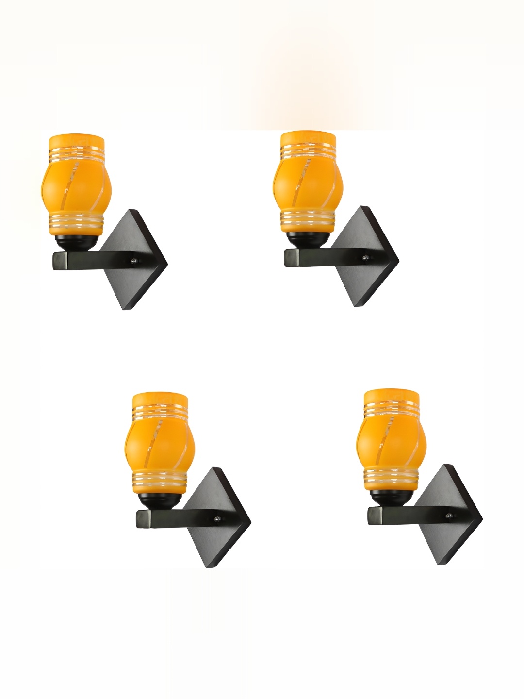 

1ST TIME Yellow & Gold-Toned Printed Glass Contemporary Wall Lamp