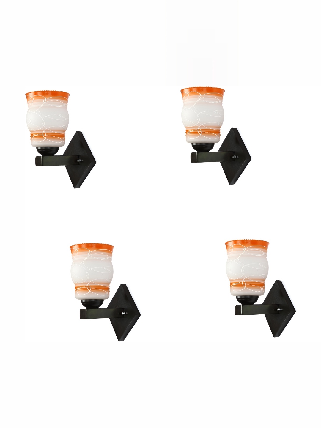 

1ST TIME Orange & White Printed Glass Traditional Abstract Shaped Shaped Wall Lamp