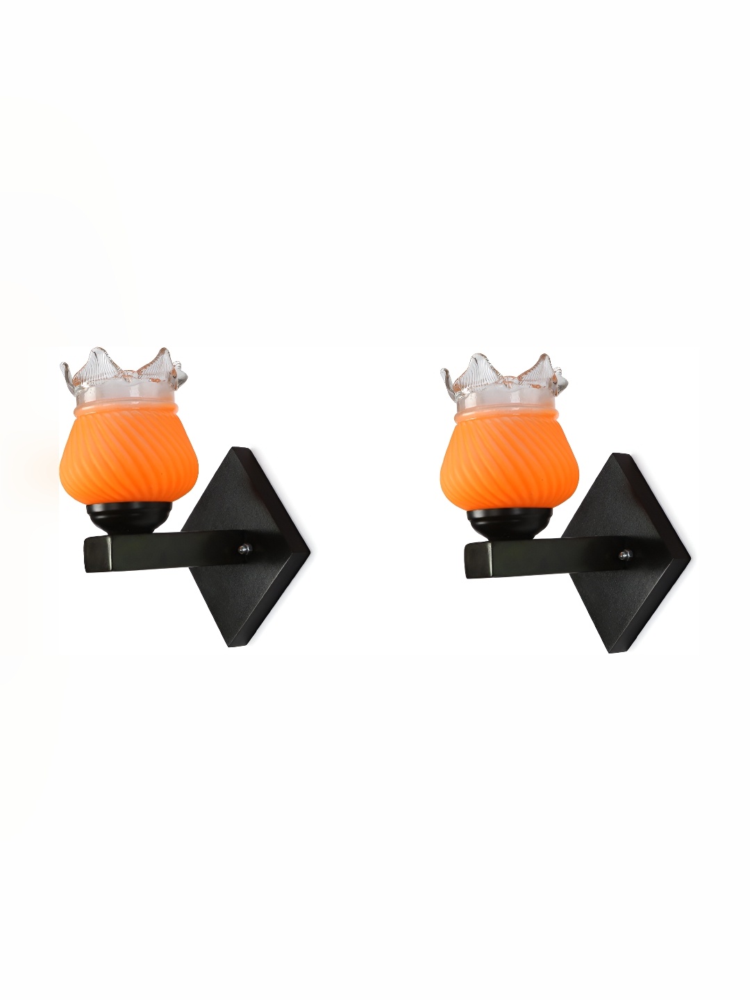 

1ST TIME Orange & Black Textured Glass Traditional Abstract Shaped Shaped Wall Lamp