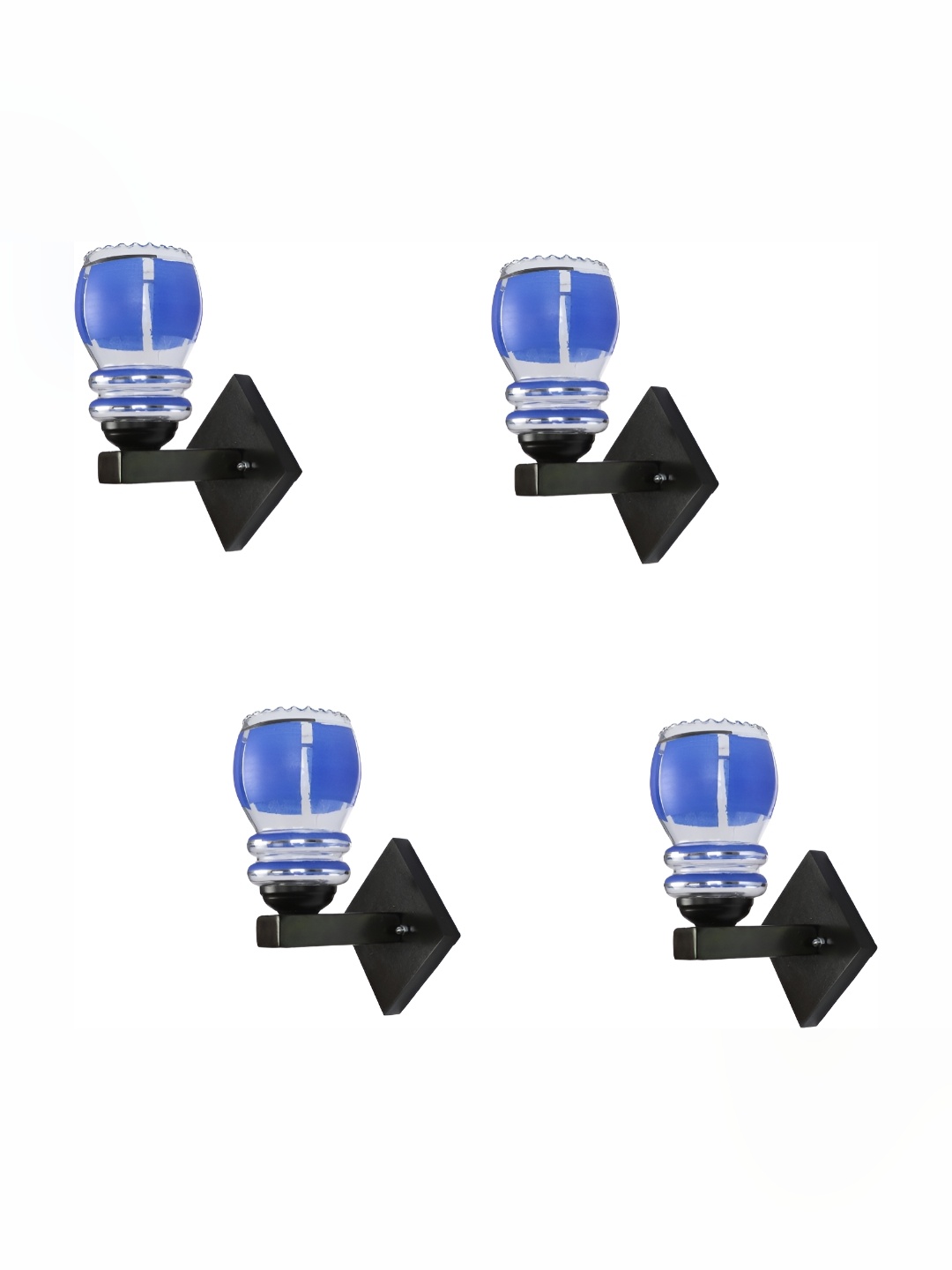 

1ST TIME Blue & Transparent Colourblocked Glass Traditional Abstract Shaped Shaped Wall Lamp