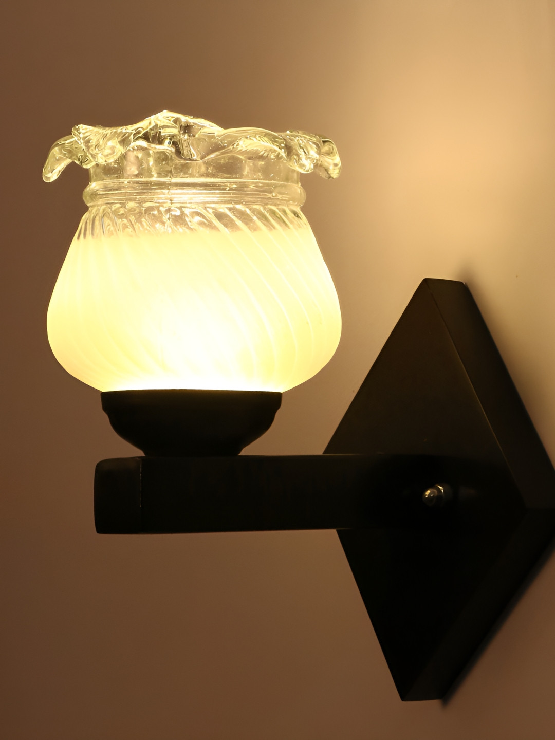 

1ST TIME White & Black Textured Glass Traditional Wall Lamp