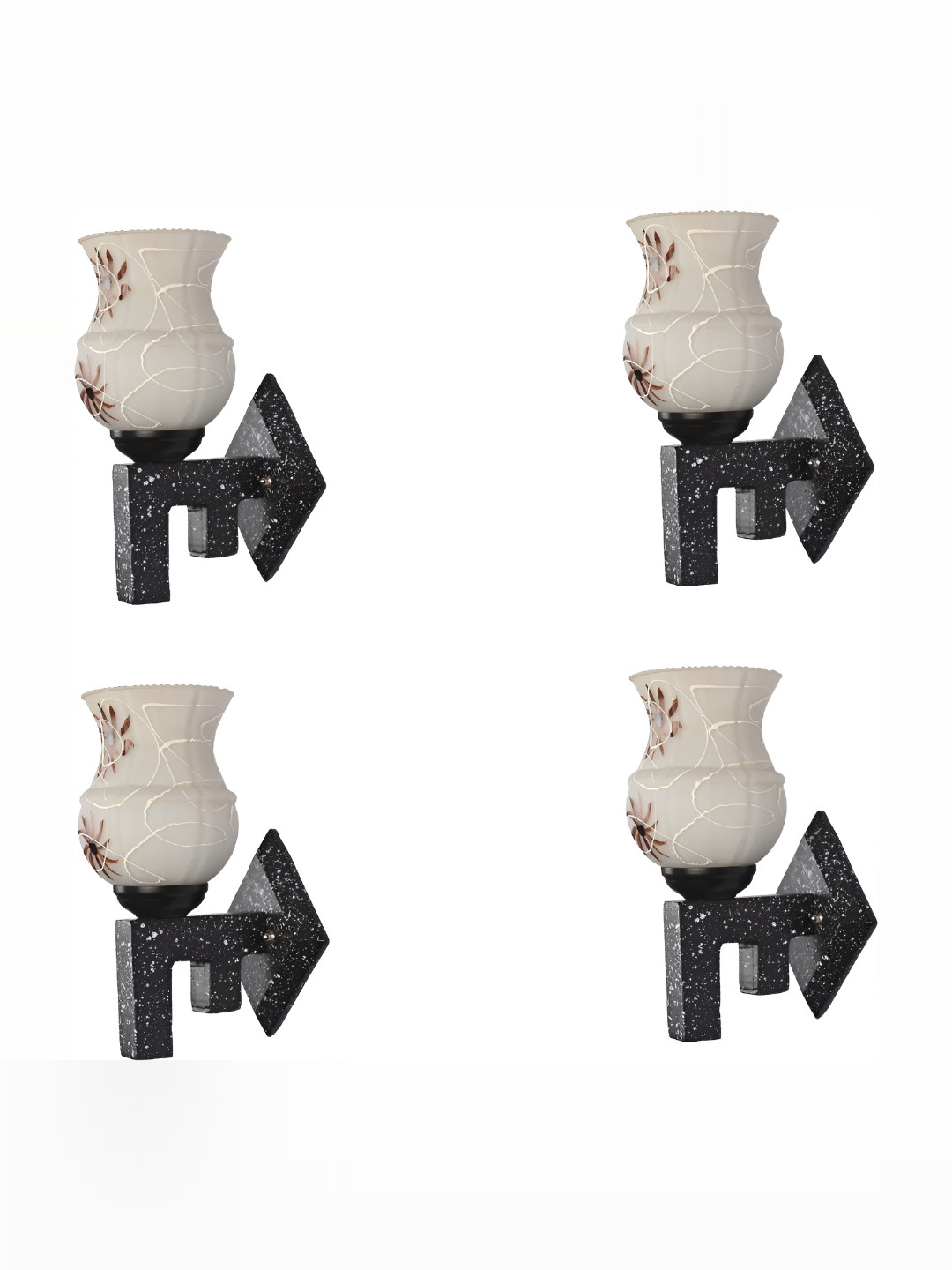 

1ST TIME White & Brown Printed Glass Traditional Wall Lamp