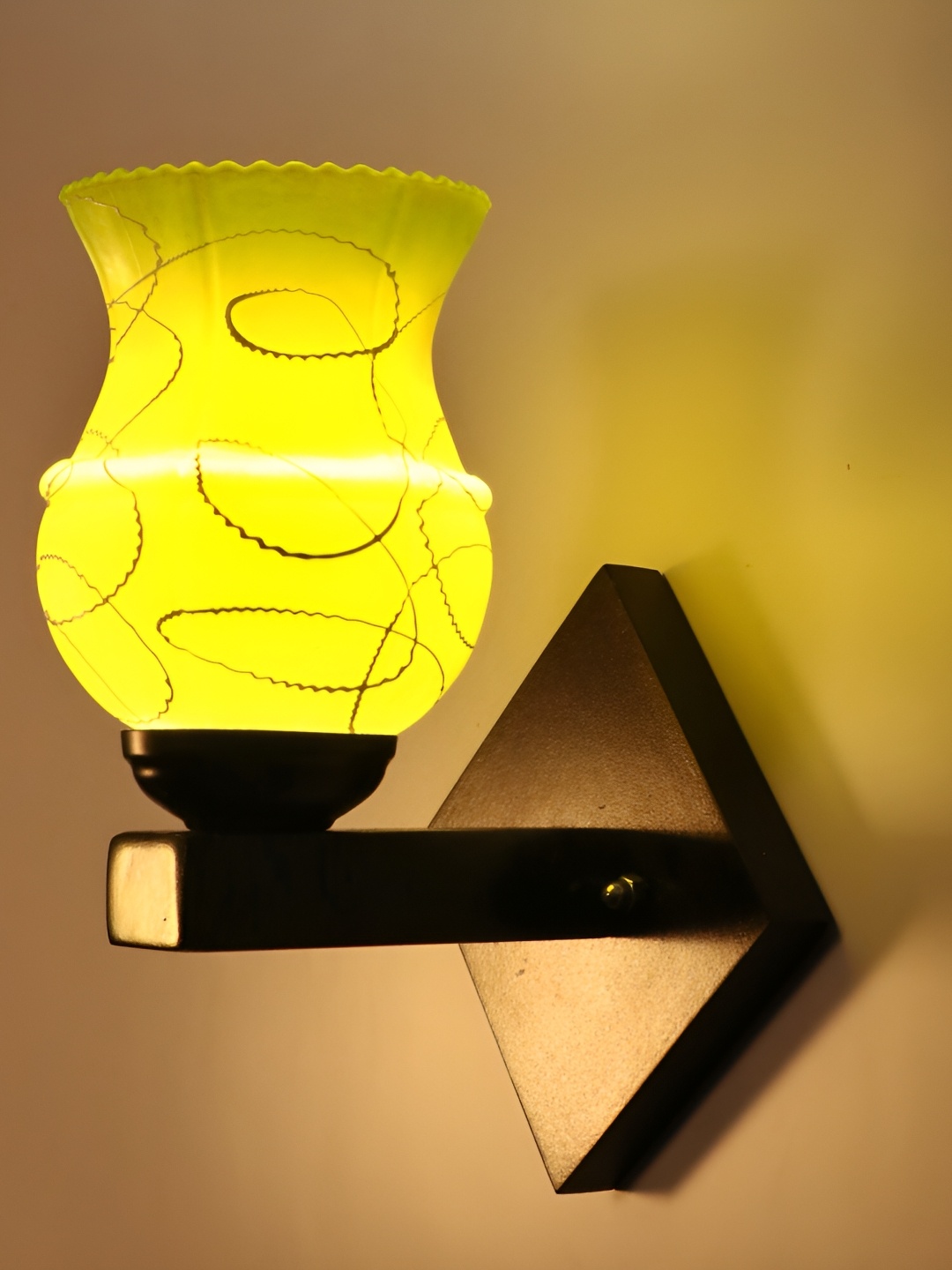 

1ST TIME Green & White Textured Glass Traditional Wall Lamp