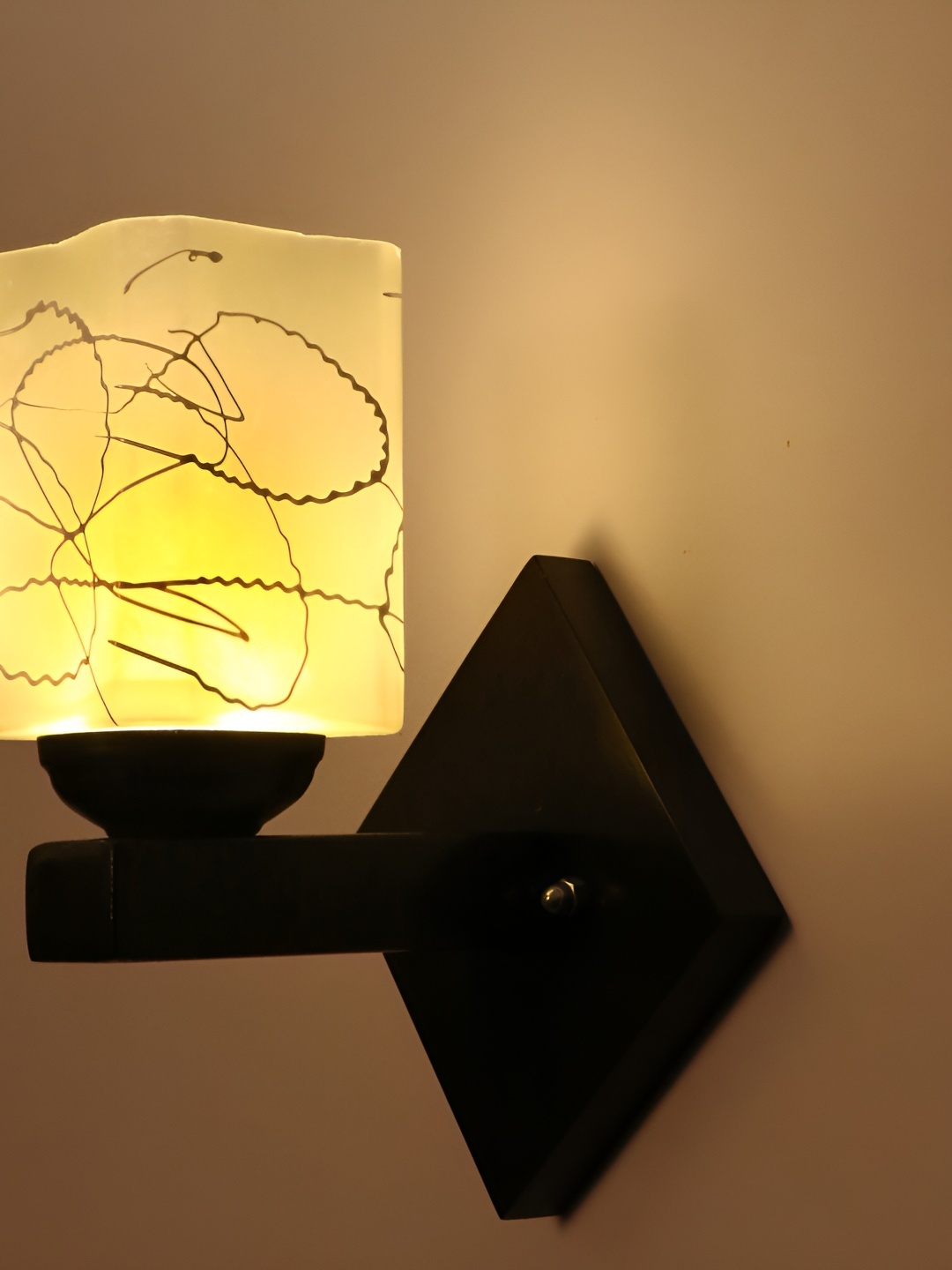 

1ST TIME White & Black Printed Glass Traditional Rectangle Shaped Wall Lamp