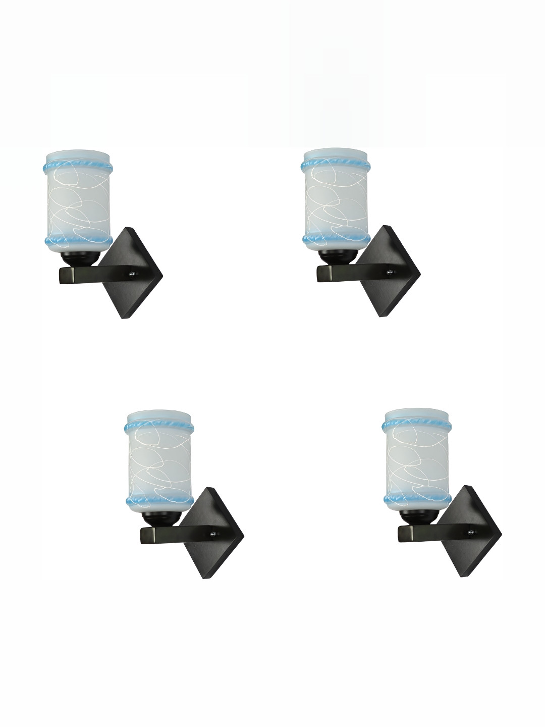 

1ST TIME Blue & White Textured Glass Traditional Cylinder Shaped Wall Lamp