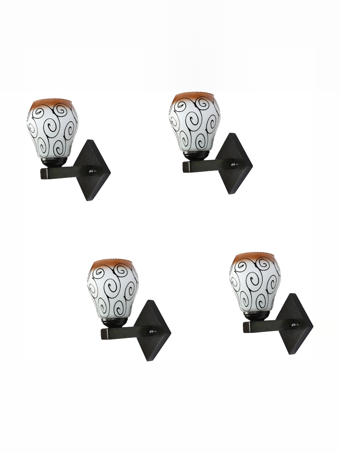 

1ST TIME Brown & White Printed Glass Traditional Abstract Shaped Shaped Wall Lamp