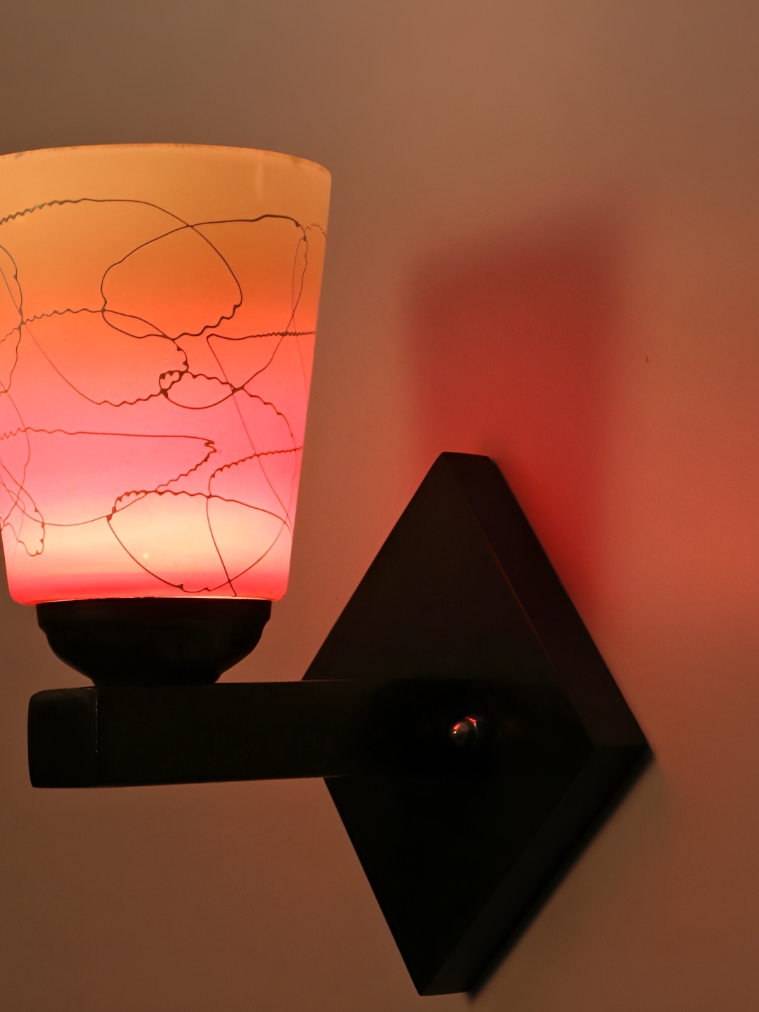

1ST TIME Pink & White Printed Glass Traditional Cylinder Shaped Wall Lamp