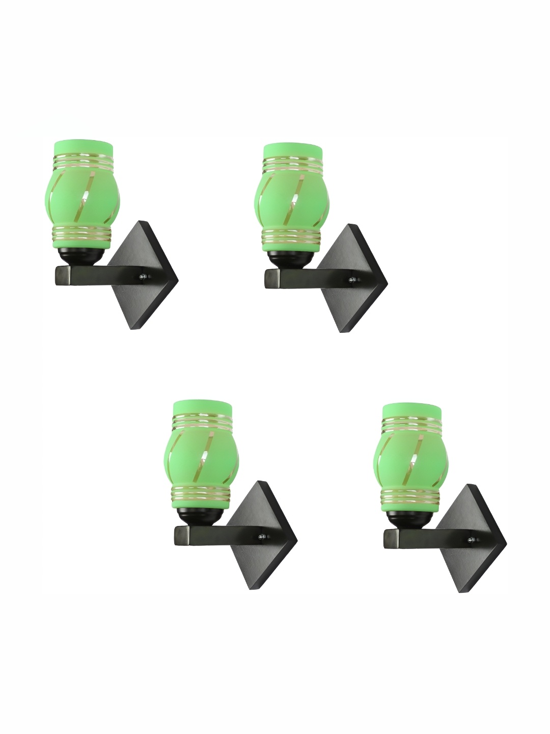 

1ST TIME Green & Beige Printed Glass Traditional Abstract Shaped Shaped Wall Lamp