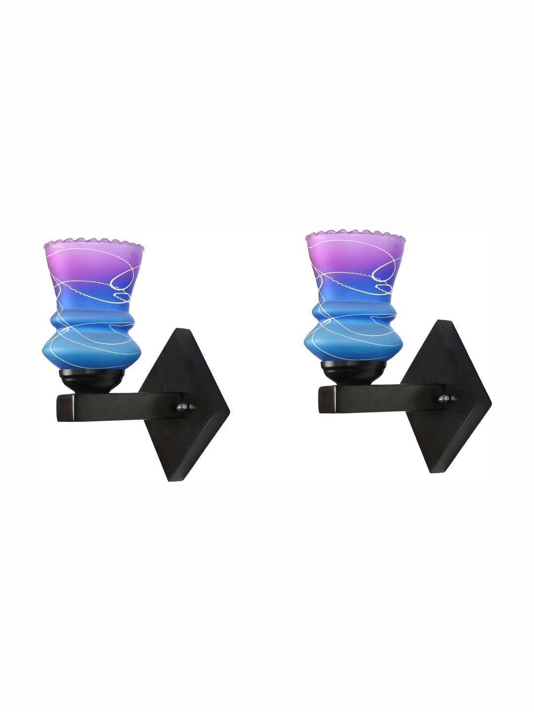 

1ST TIME Blue & Pink Printed Glass Traditional Abstract Shaped Shaped Wall Lamp