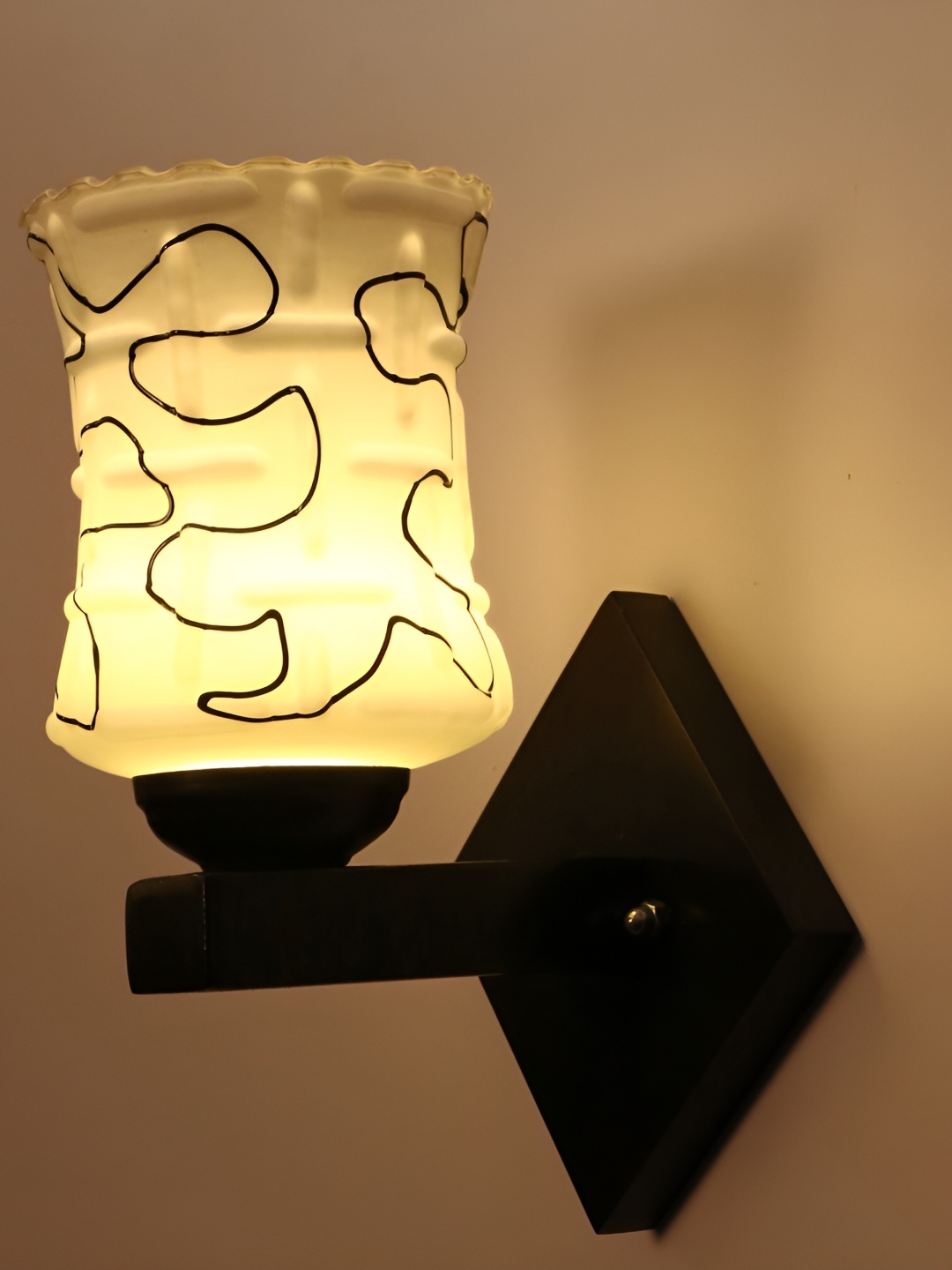 

1ST TIME Black & White Printed Glass Contemporary Abstract Shaped Shaped Wall Lamp