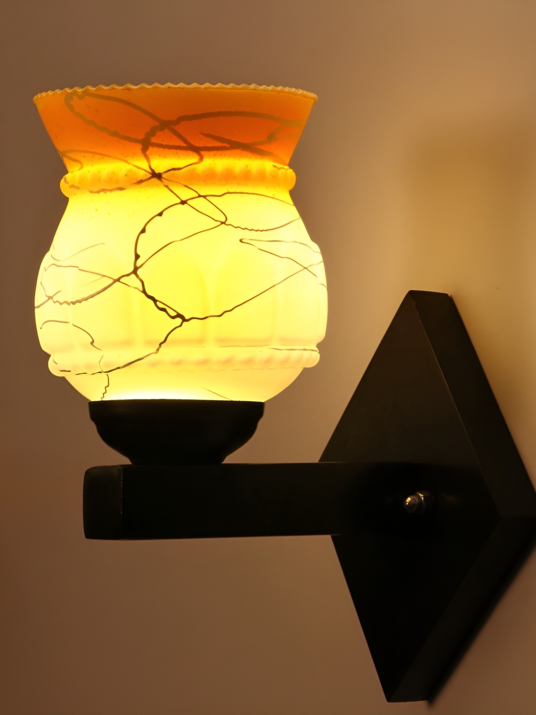 

1ST TIME Grey & Orange Printed Glass Traditional Wall Lamp