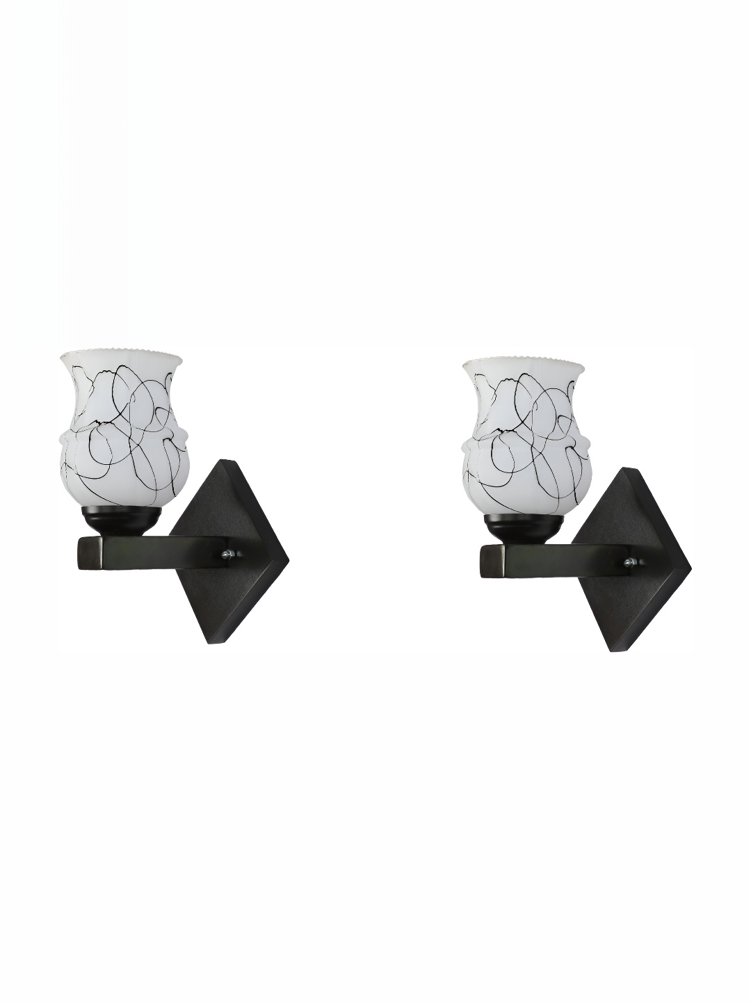 

1ST TIME White & Black Printed Glass Traditional Wall Lamp