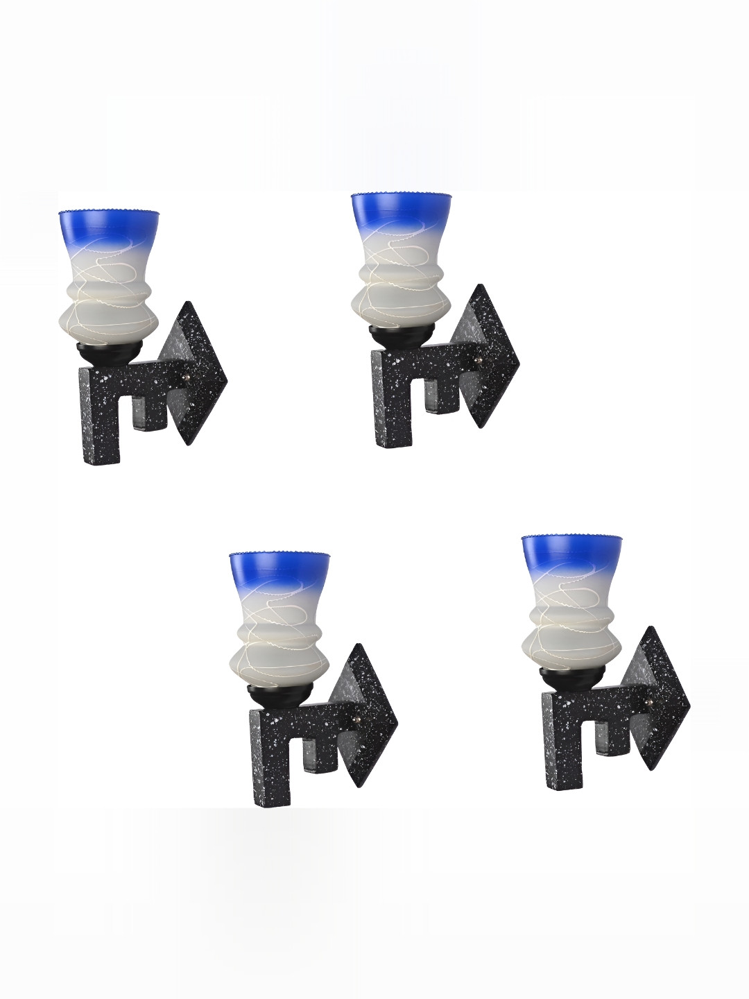 

1ST TIME Blue & White Textured Glass Traditional Abstract Shaped Shaped Wall Lamp