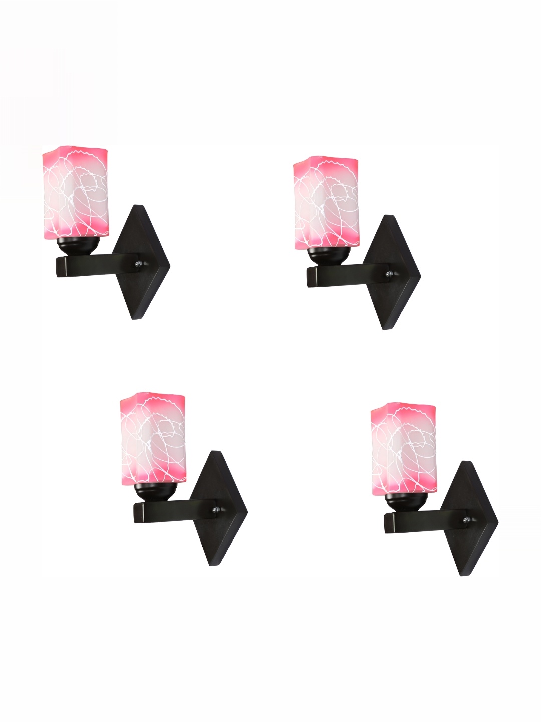 

1ST TIME White & Pink Printed Glass Traditional Rectangle Shaped Wall Lamp