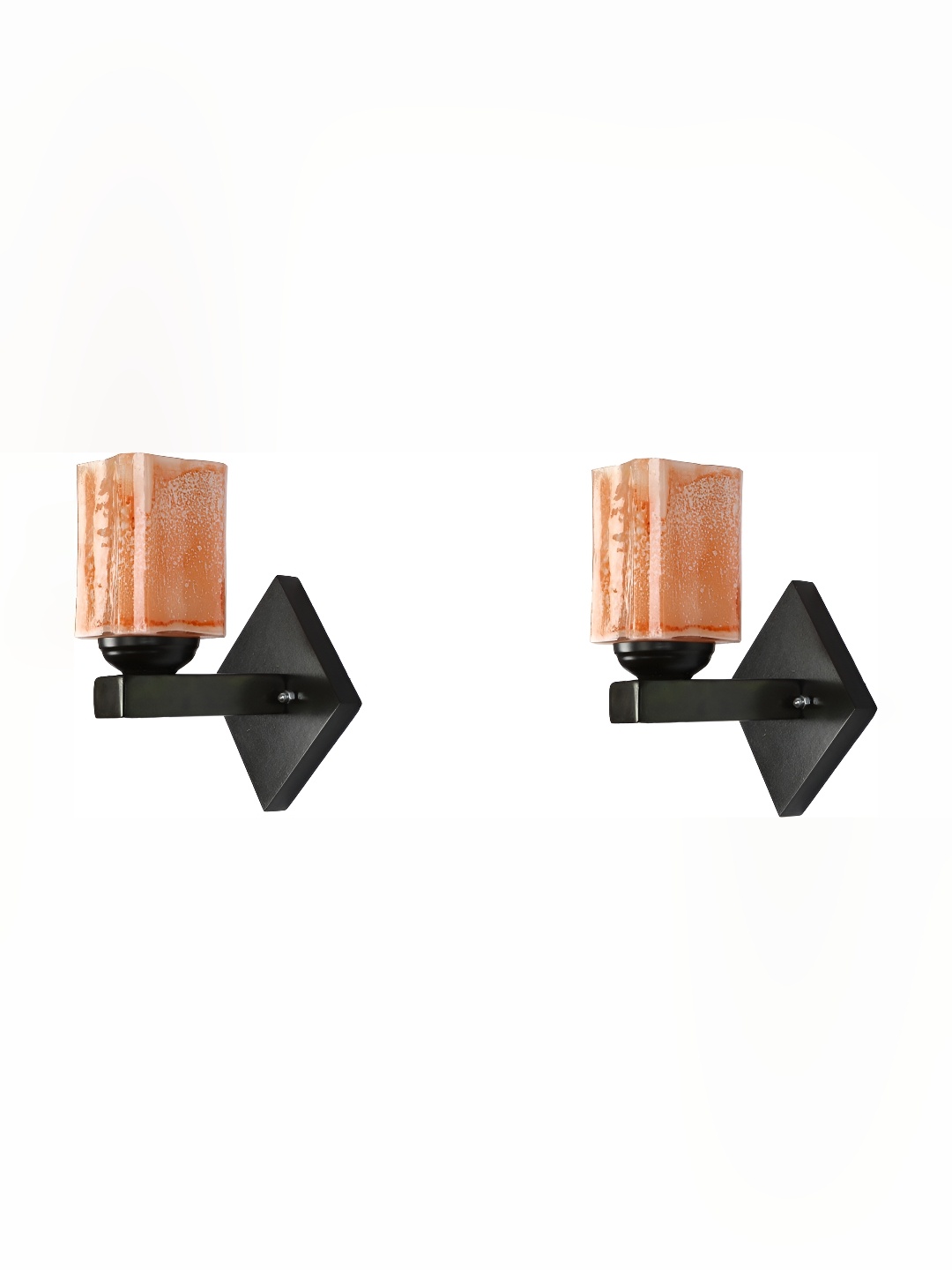 

1ST TIME Orange & White Printed Glass Traditional Rectangle Shaped Wall Lamp